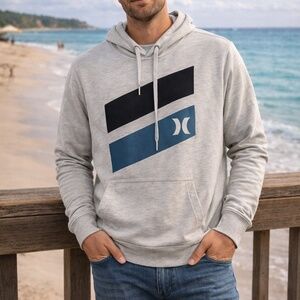 Hurley Men’s Pullover Hoodie Sweatshirt Gray Sz M